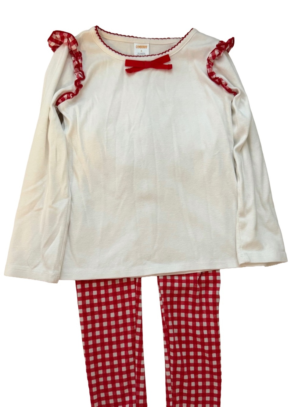 Gymboree Farming Friends Gingham Top & Leggings Set Size 6 EUC